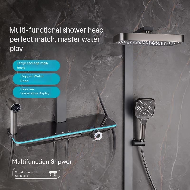 Home Bathroom Renovation - Gray Piano Button Ambient Light Bathroom