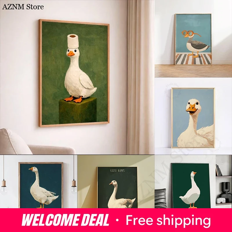 Home Bathroom Ideas - Duck Goose Poster, Funny Bathroom Wall