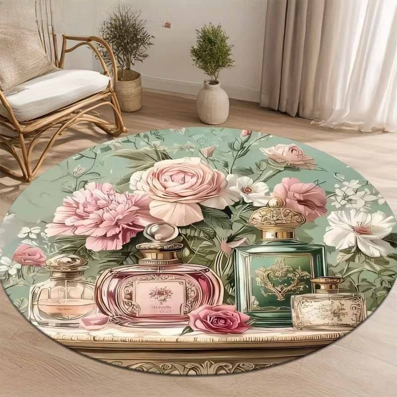 Home Made Bathroom Vanity - Elegant Retro Flower Perfume Vase Print