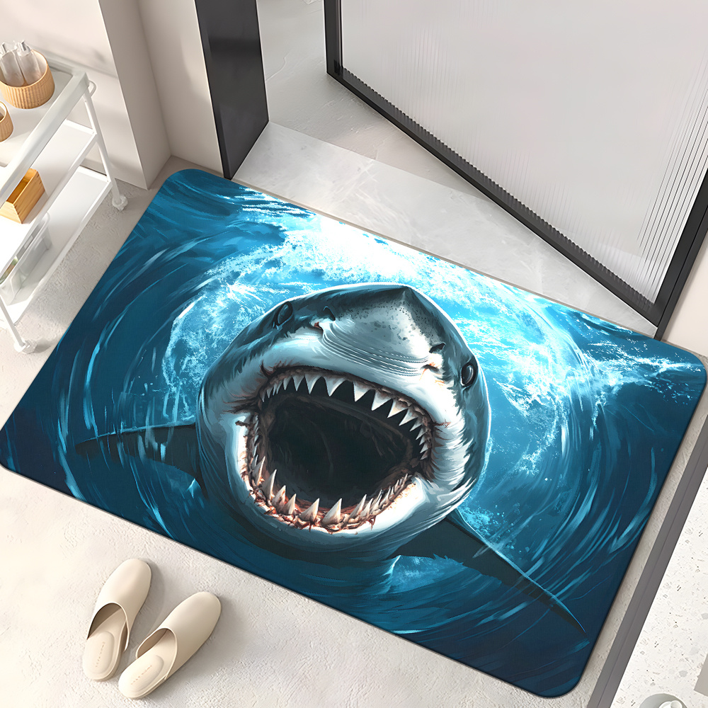 Home Bathroom Ideas - Durable Shark Print Doormat Mat Ocean