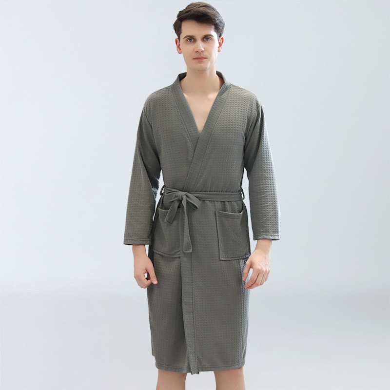 Home Bathroom Sauna - Men's Waffle Bathrobes Sauna Clothes Thin