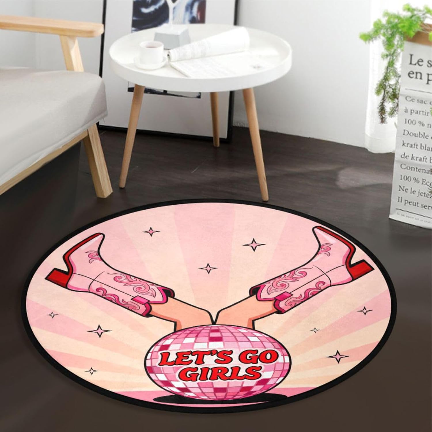 Home Made Bathroom Vanity - Round Fluffy Heels Rug Mat Girls