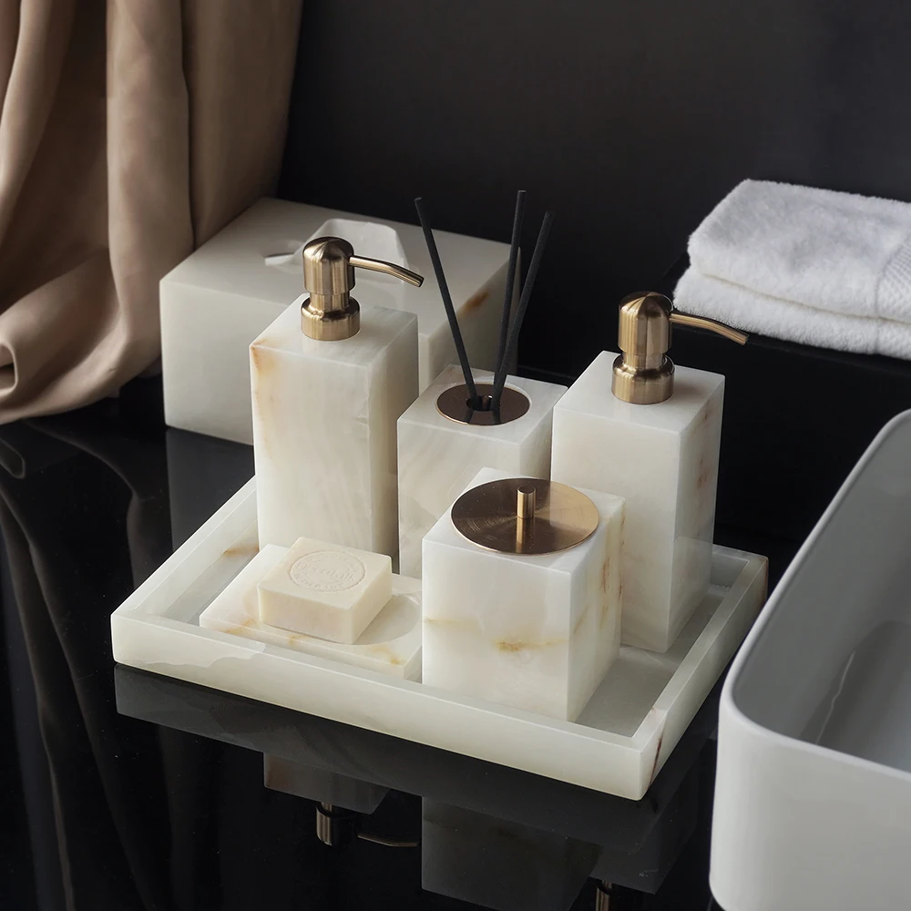 Zara Home Bathroom - White Onyx Natural Marble Bathroom Accessories