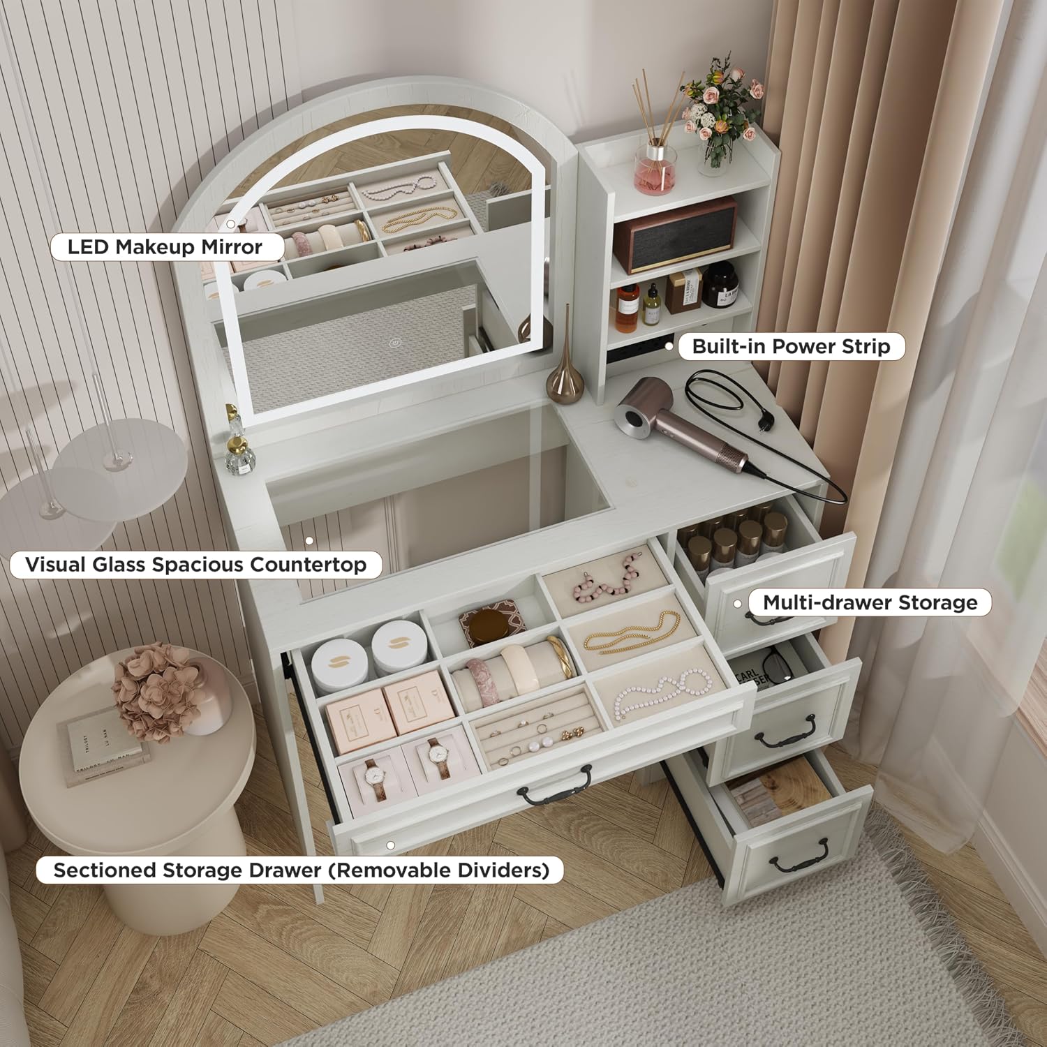 Modern Vanity Desk with Lighte - Home Outlet Bathroom Vanity recension och pris