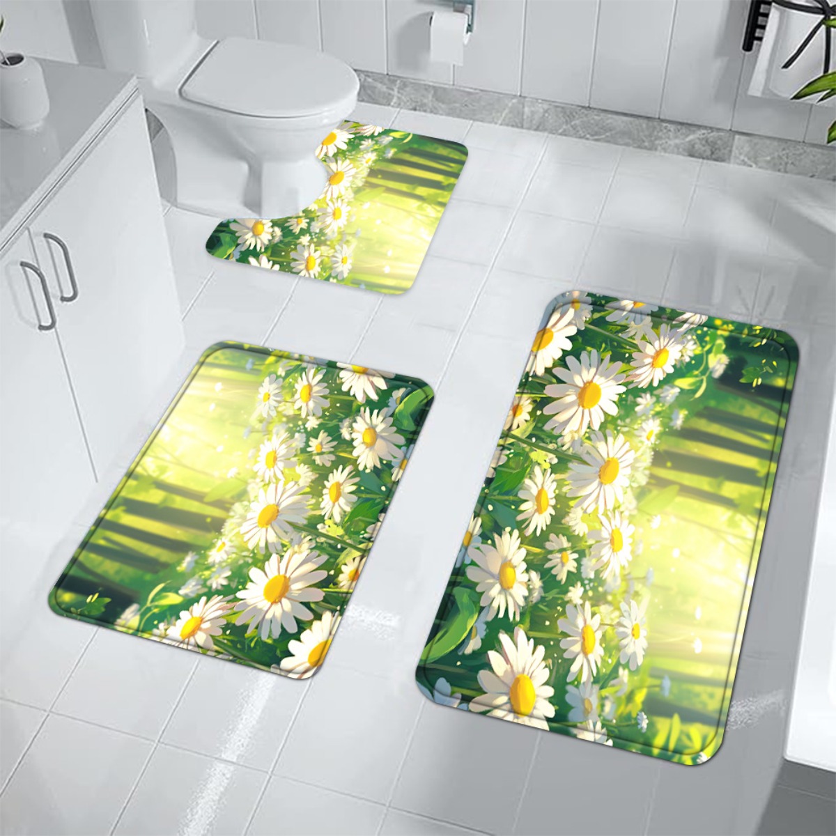 Daisy Floral Bath Mat Set Bath - Home Made Bathroom Vanity recension och pris