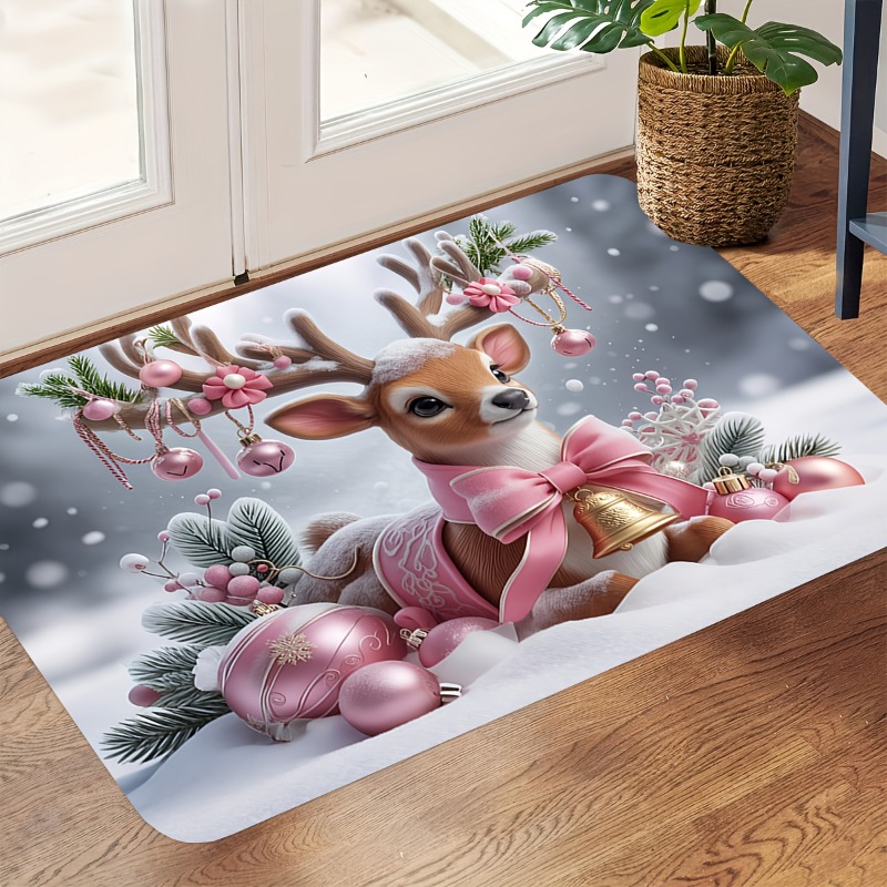 Pink Christmas Reindeer Flanne - Home Bathroom Scene recension och pris