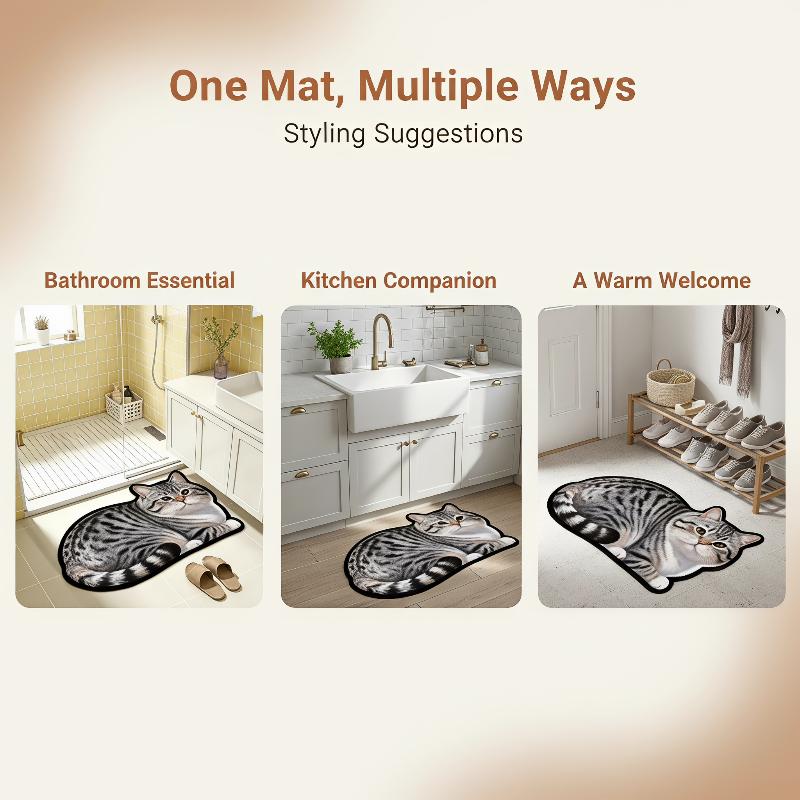 Diatomite Bath Mat Lovely Cat  - Home Decor Bathroom Ideas recension och pris