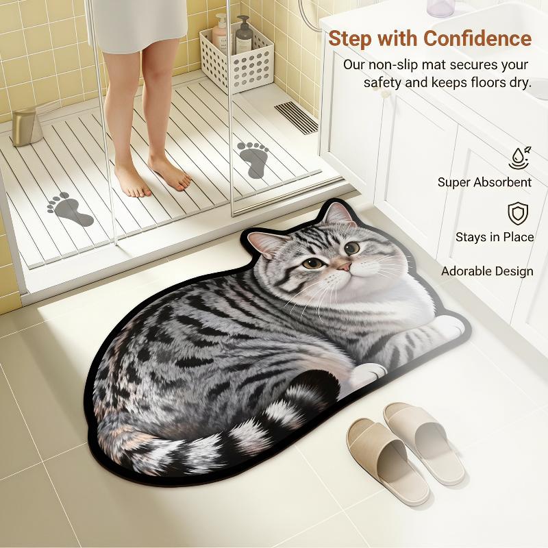 Diatomite Bath Mat Lovely Cat  - Home Decor Bathroom Ideas recension och pris