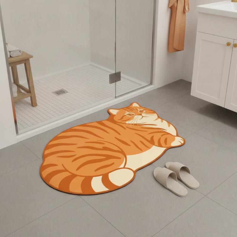 Diatomite Bath Mat Lovely Cat  - Home Decor Bathroom Ideas recension och pris