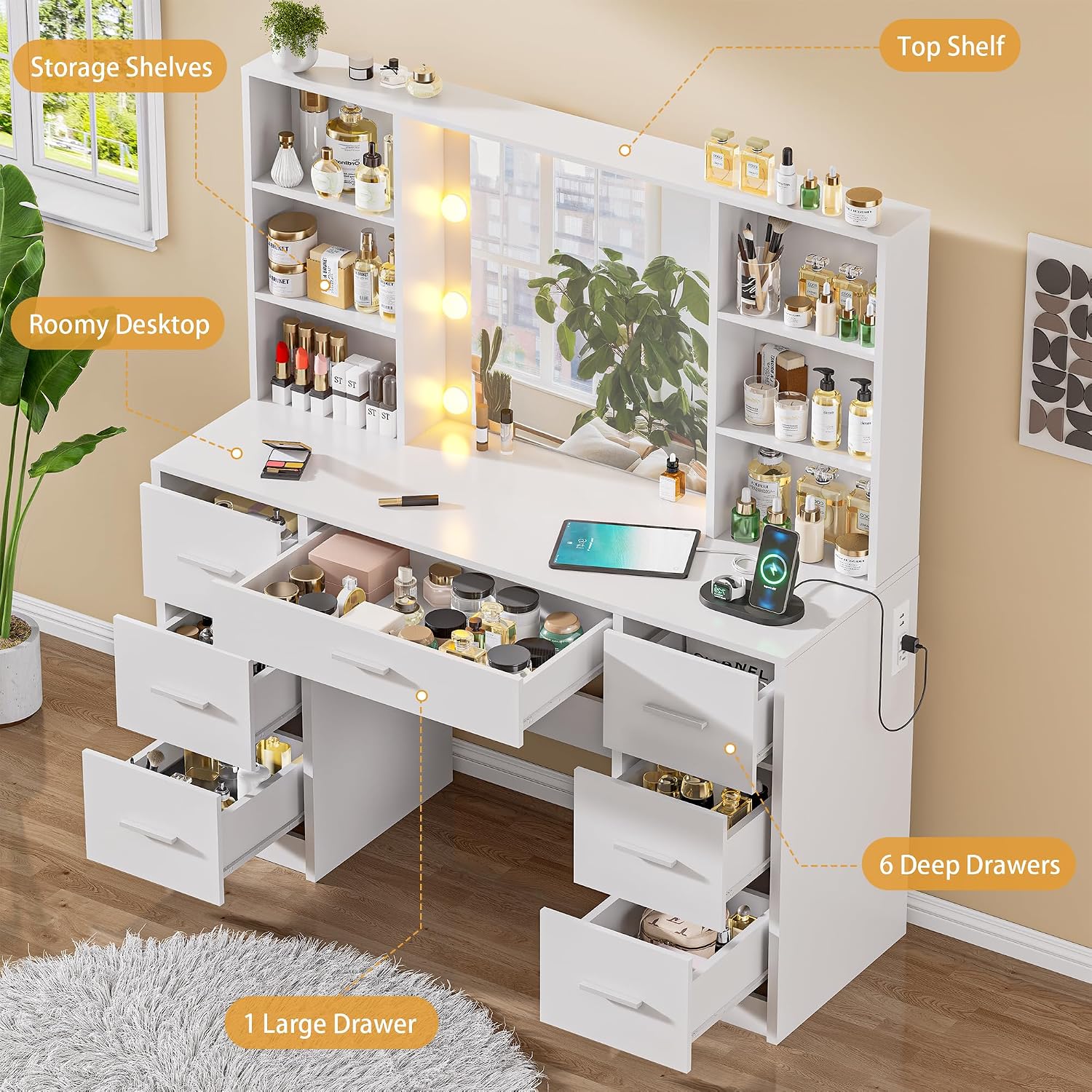 Large Vanity Desk with LED Mir - Home Outlet Bathroom Vanity recension och pris