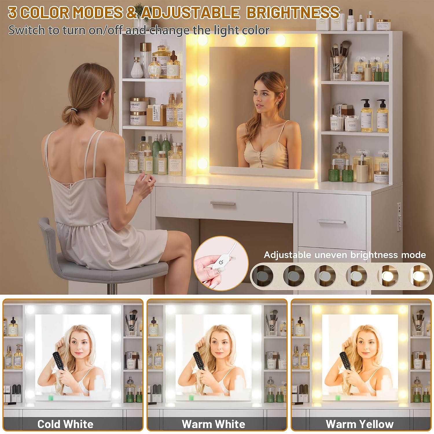 Large Vanity Desk with LED Mir - Home Outlet Bathroom Vanity recension och pris
