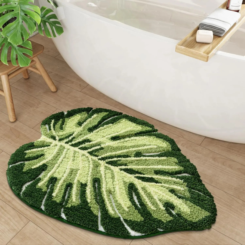 VIKAMA Small Fresh Green Leaf  - Zara Home Bathroom Mat recension och pris