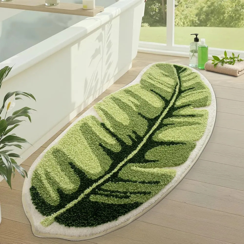 VIKAMA Small Fresh Green Leaf  - Zara Home Bathroom Mat recension och pris