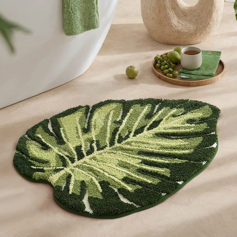 VIKAMA Small Fresh Green Leaf  - Zara Home Bathroom Mat recension och pris