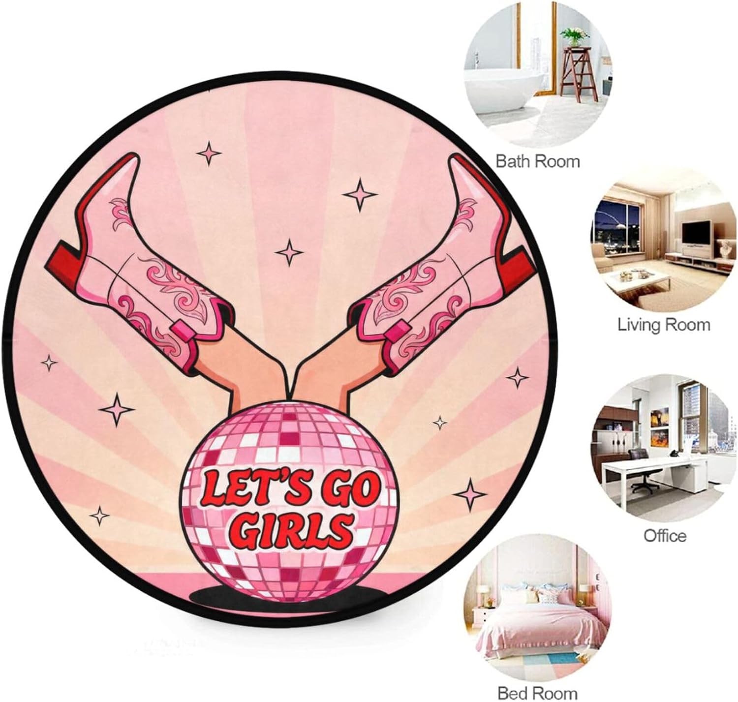 Round Fluffy Heels Rug Mat Gir - Home Made Bathroom Vanity recension och pris