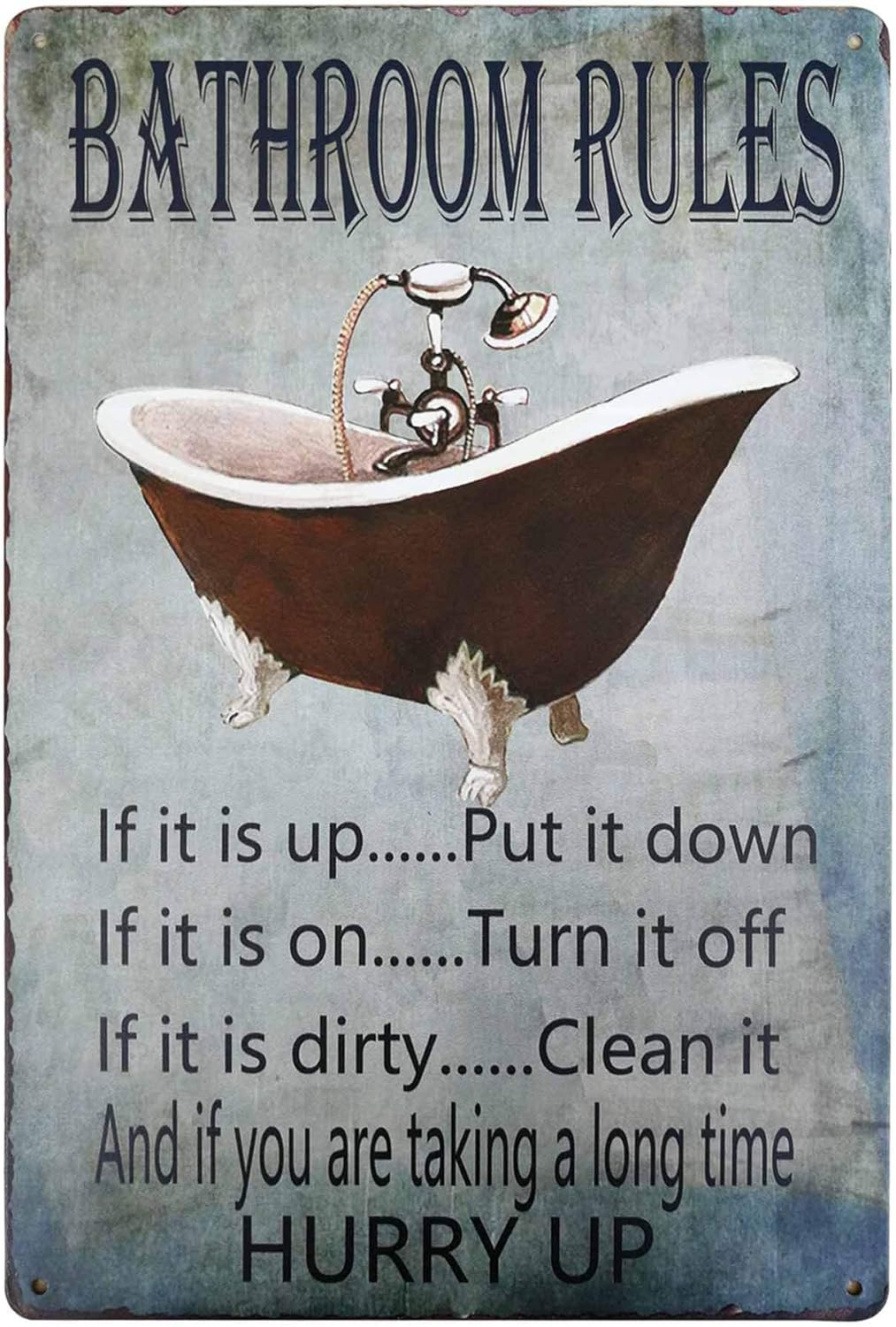 PXIYOU Rustic Bathroom Rules T - Home Bathroom Tub recension och pris