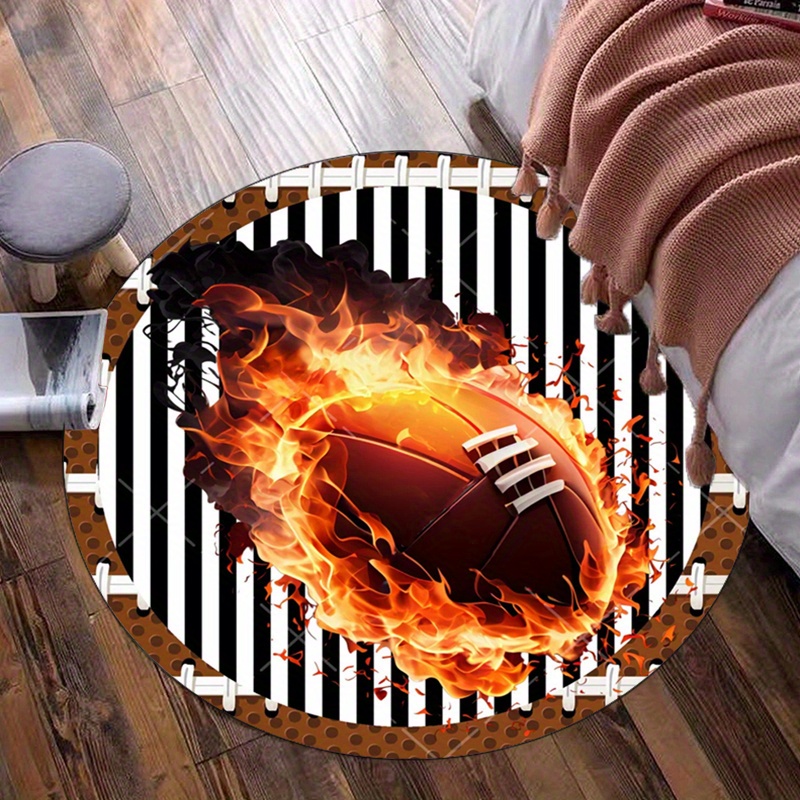 Flaming Football Round Rug for - Home Bathroom Ideas recension och pris