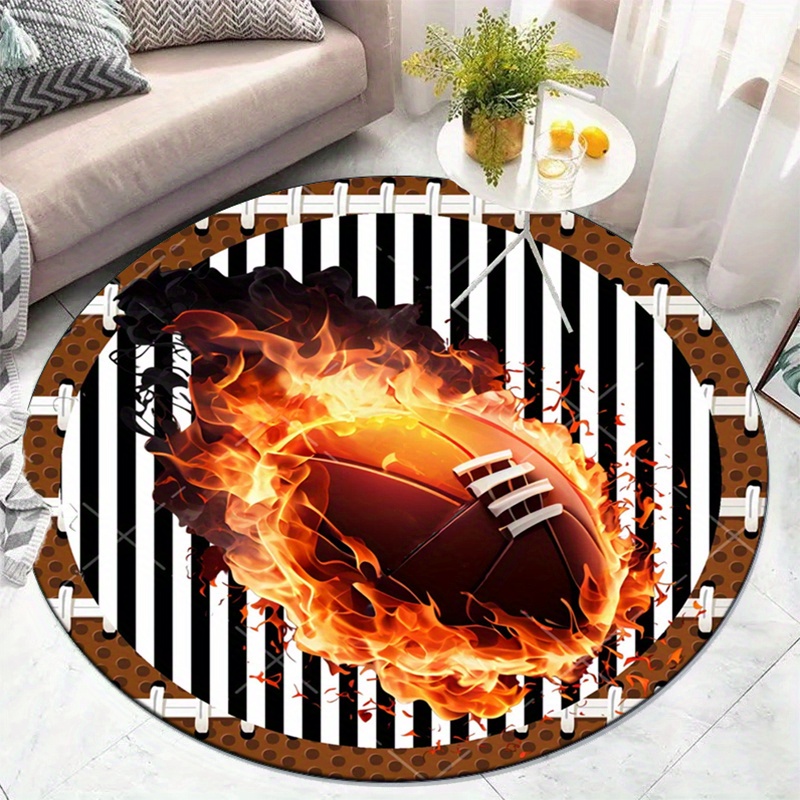 Flaming Football Round Rug for - Home Bathroom Ideas recension och pris