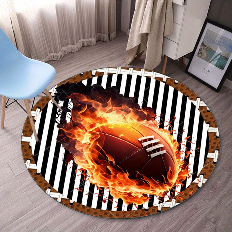 Flaming Football Round Rug for - Home Bathroom Ideas recension och pris