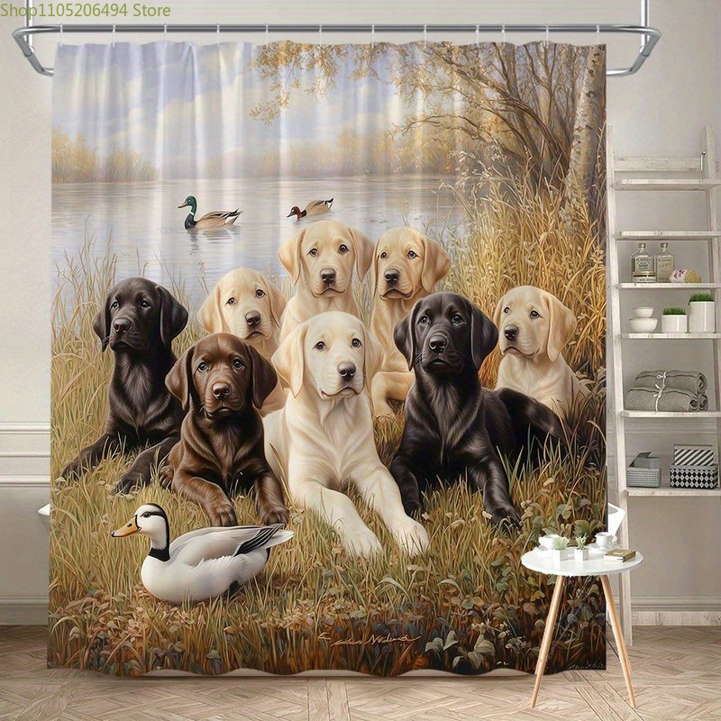 Labrador Dog Family Shower Cur - Home Bathroom Ideas recension och pris