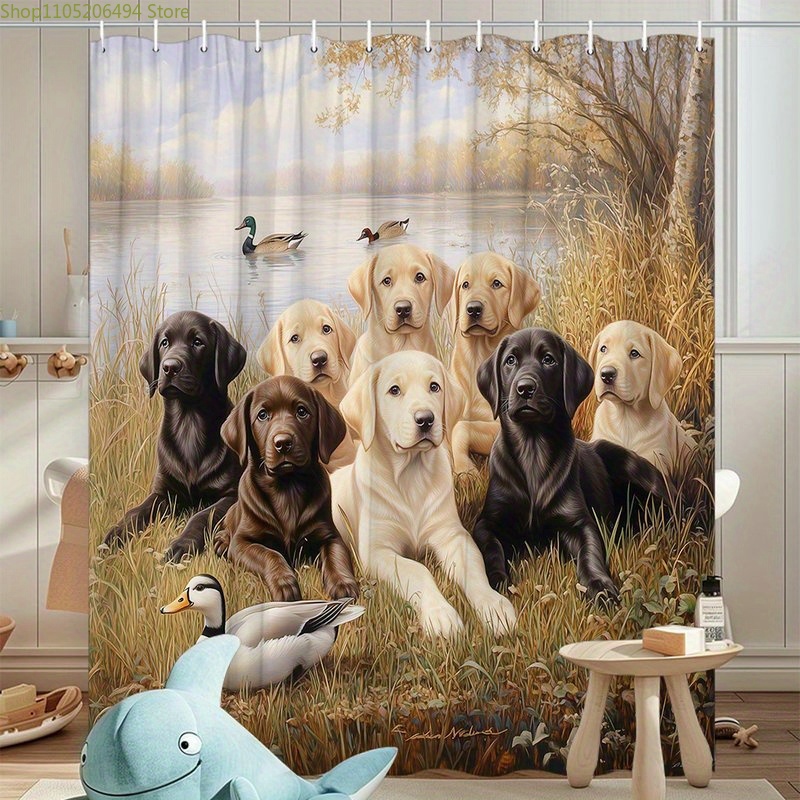 Labrador Dog Family Shower Cur - Home Bathroom Ideas recension och pris